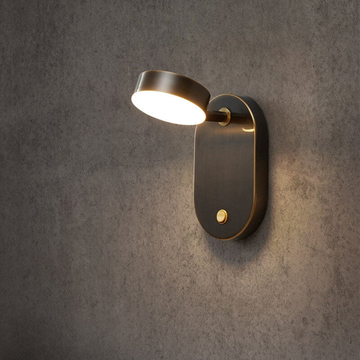Aplique de pared LED de 1 luz con cilindro de cobre minimalista 