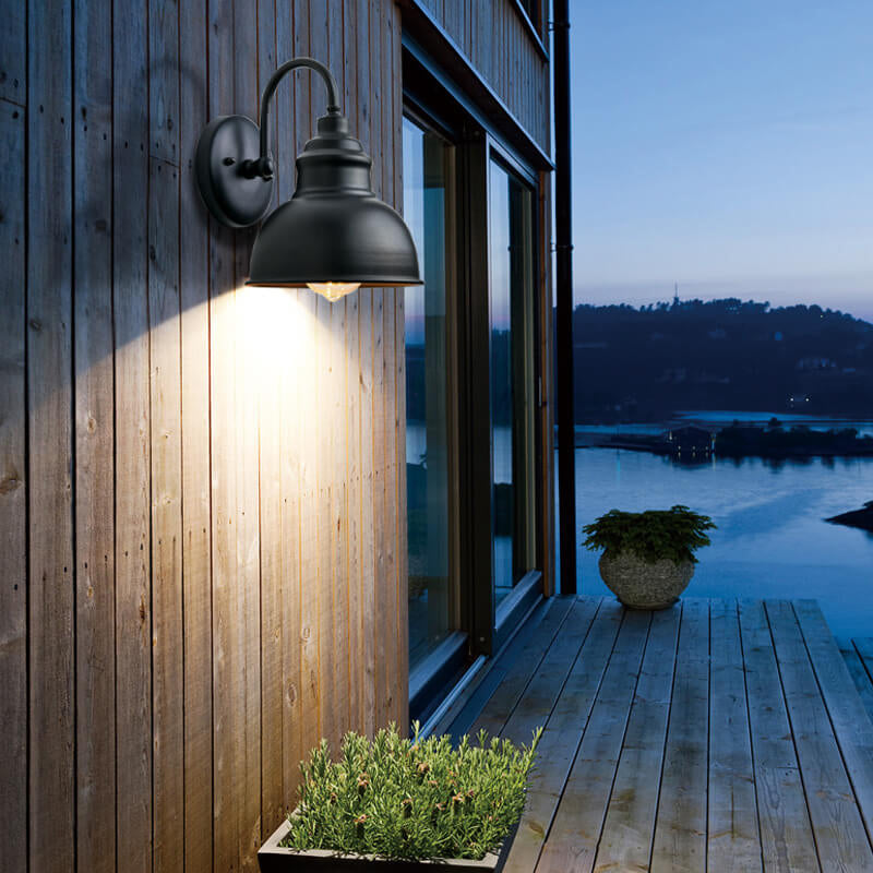 Retro Dome Iron Outdoor Waterproof 1-Light Wall Sconce Lamp