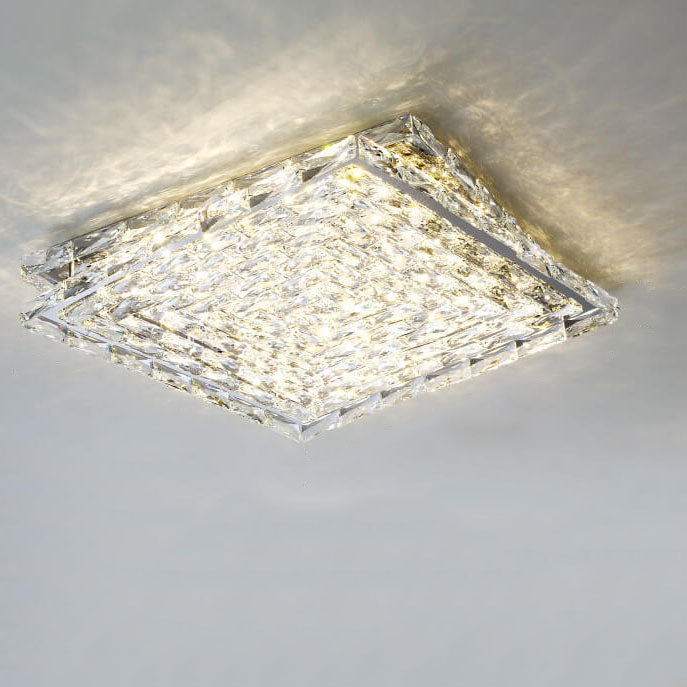 Moderna Lámpara de Techo LED Empotrada Cuadrada de Cristal de Lujo 