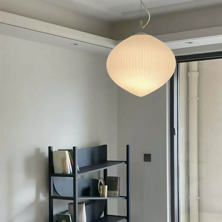 Modern Milk White Glass Oval 1-Light Pendant Light