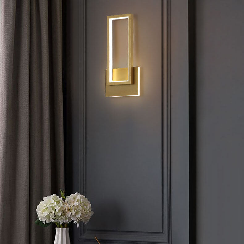 Modern Minimalist Gold Rectangular 1-Light LED Wall Sconce Lamp