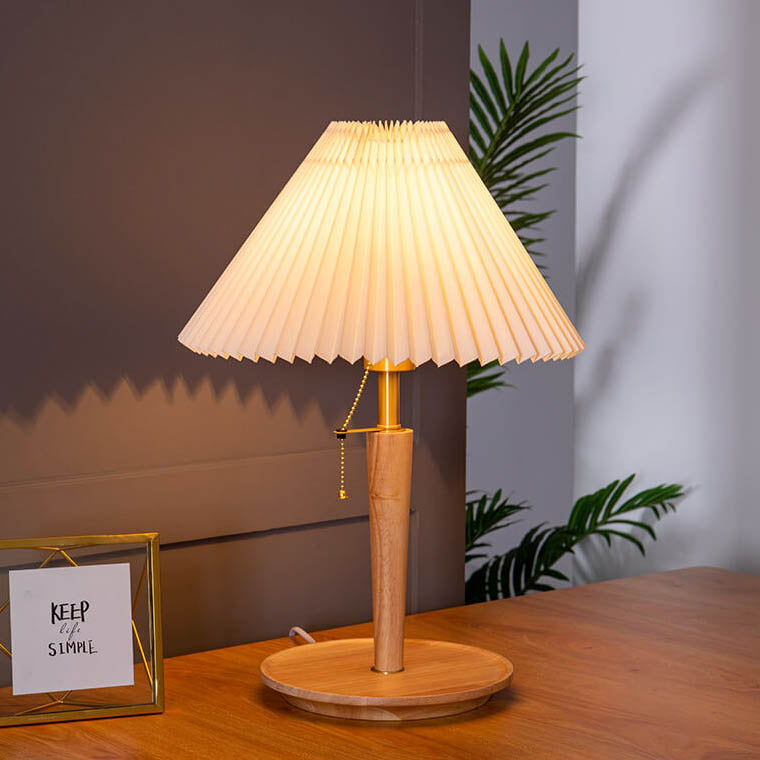 Retro Plissierter Zugschalter 1-Licht Tischlampe 