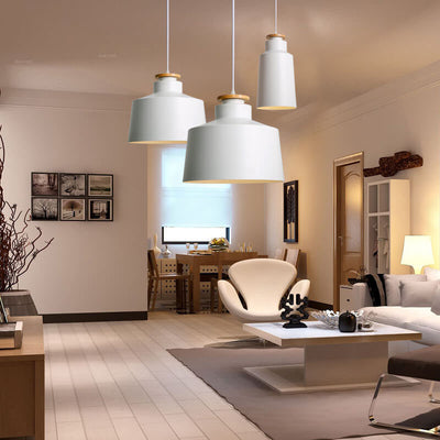 Nordic Minimalist Metal Solid Wood 1-Light Dome Pendant Light