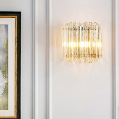 Moderne Glasquadrat-Säule 1-Licht Luxus Wandleuchte Lampe 