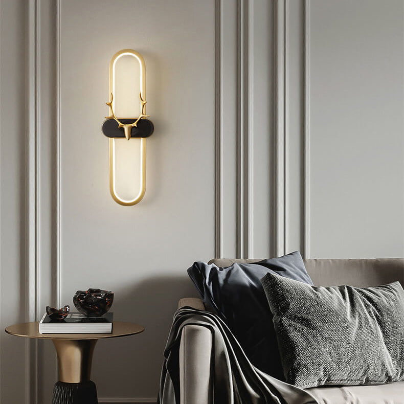 Moderne Hirschkopf-Ring-LED-Wandleuchte 