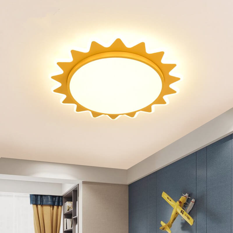 Creative Cartoon Sun Shaped LED Flush Mount Ceiling Light