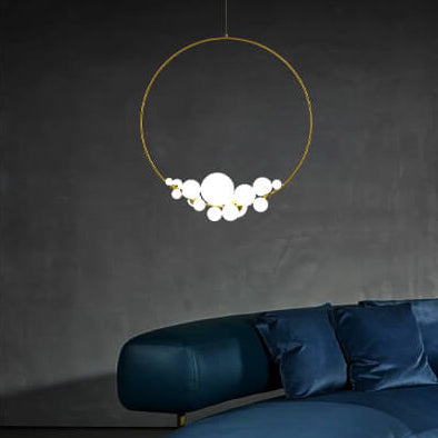 Moderner minimalistischer Kreis-Glaskugel-LED-Kronleuchter 