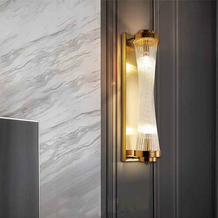 Lámpara Aplique de Pared de Lujo Moderno Cilindro de Cristal Rotación de 2 Luces 