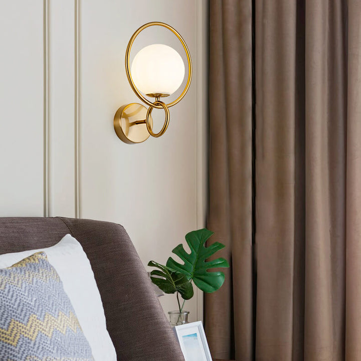 Lampe murale à une lumière avec abat-jour globe circulaire créatif moderne 