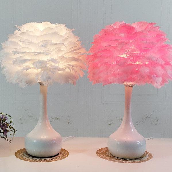 Lampe de Table à Base de Goutte Globe 1 Lumière Moderne Plume 