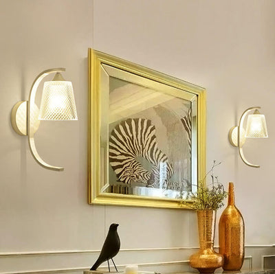 Modern Simple Glass Shade with Resin Bird 1-Light Wall Sconce Lamp