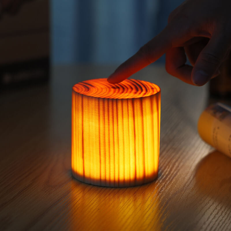 Lámpara de Mesa Táctil LED de Madera Creativa 