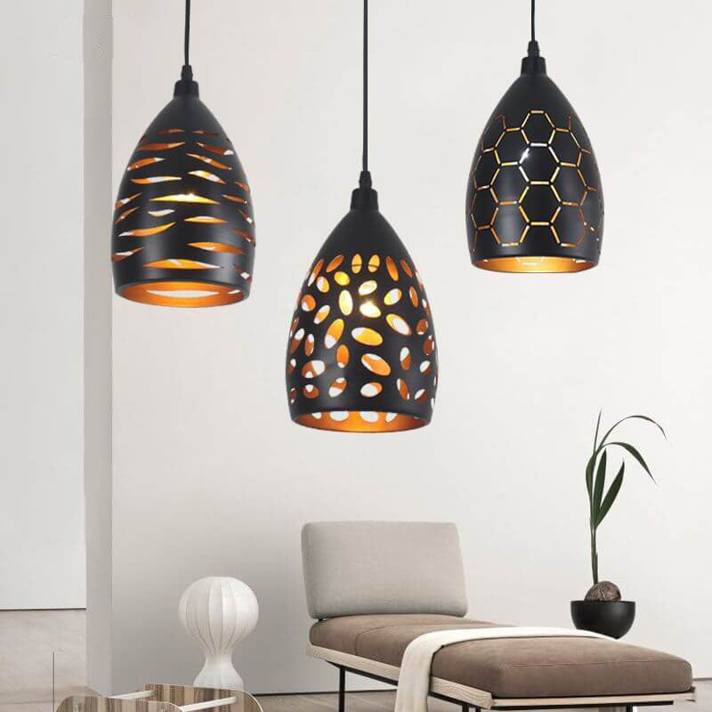Retro Industrial Hollow Iron Bell 1-Light Pendelleuchte 