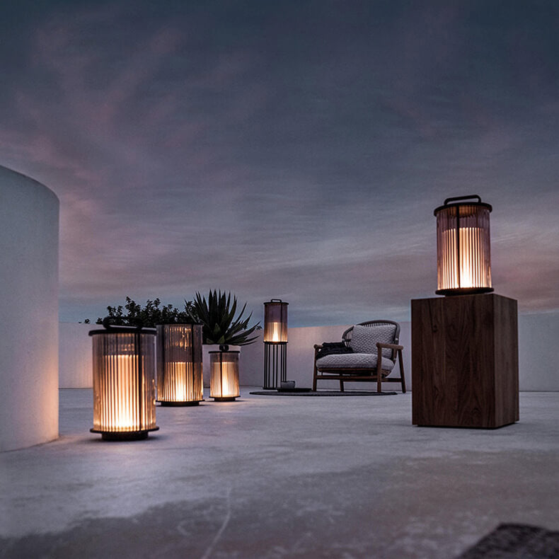 Lámpara de piso para jardín impermeable LED de columna de vidrio de acero inoxidable moderna 