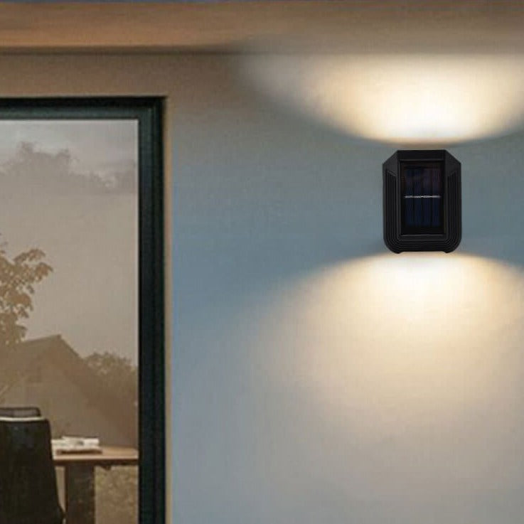 Modern Minimalist Rectangular Plastic LED Solar Outdoor Waterproof Wall Sconce Lamp For Outdoor