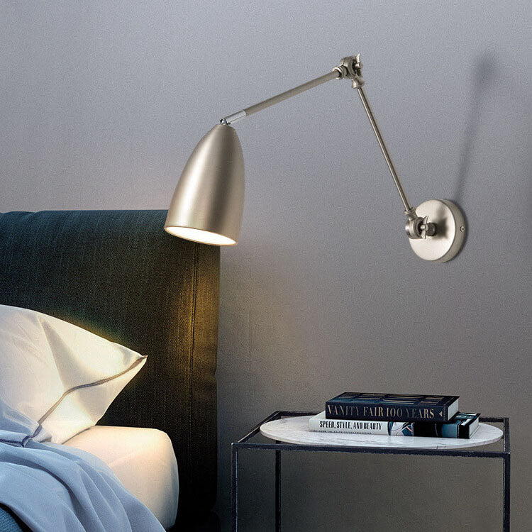 Lampe murale à bras oscillant industriel rétro rotatif rétractable en fer à 1 lumière 
