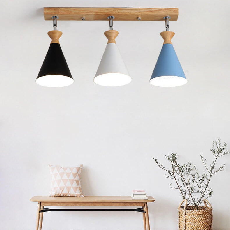 Macaron Cone Shade 3-Light Semi-Flush Mount Ceiling Light