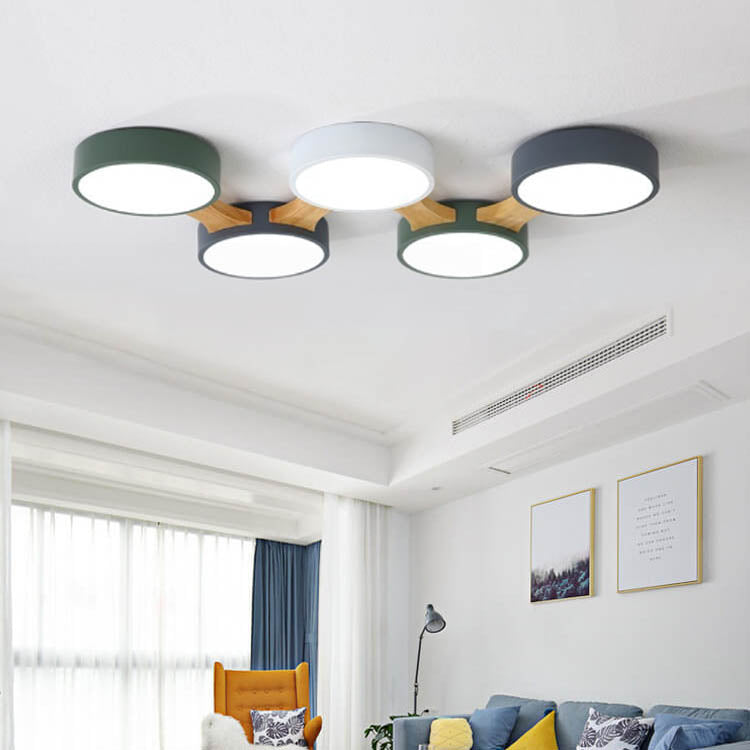 Modern Macaron Circle 3/4/5/8 Light LED Flush Mount Ceiling Light