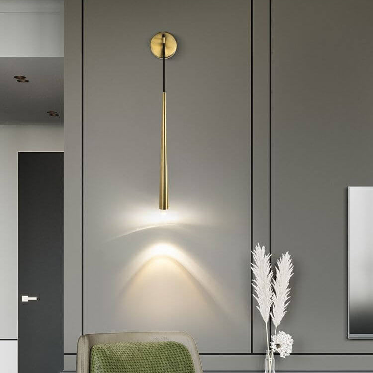 Minimalistischer Luxus-Langstreifen-Gold-1-Licht-Wandleuchte 