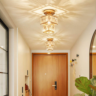 Plafonnier semi-encastré moderne européen en cristal à 1 lumière 