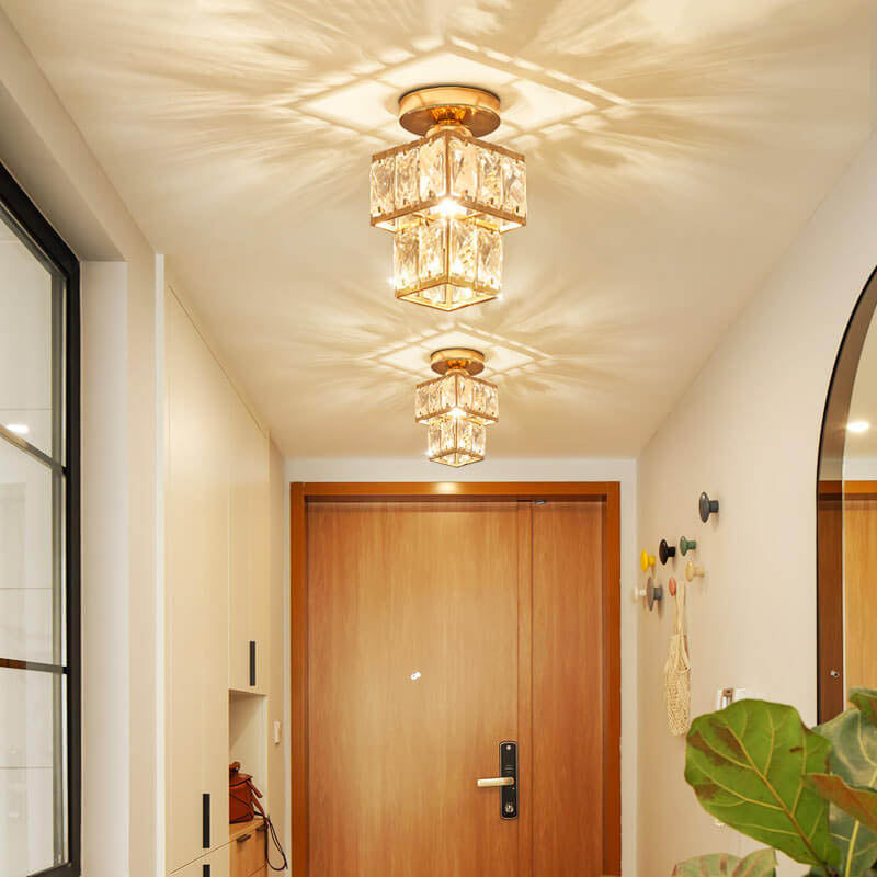 Plafonnier semi-encastré moderne européen en cristal à 1 lumière 