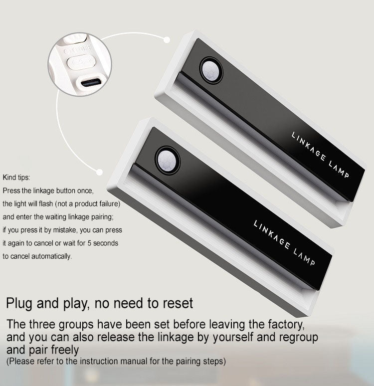 ضوء ليلي ذكي بجسم مستشعر شحن USB مع شفط مغناطيسي LED 
