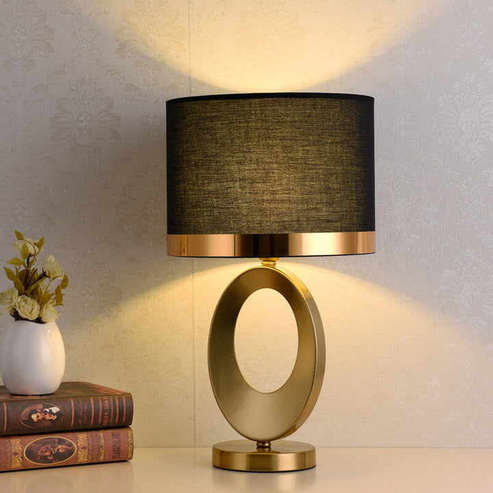 Moderner Luxusstoff-Ringfuß 1-Licht Tischlampe 