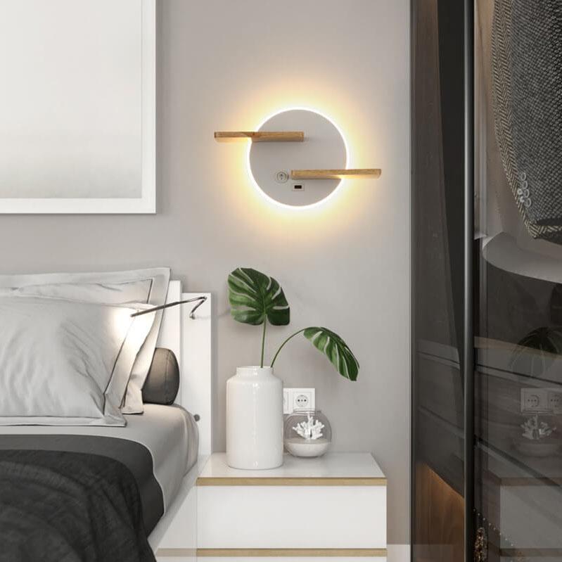Nordic Creative Flat Round 1-Light LED-Wandleuchte mit USB-Anschluss und Schalter 