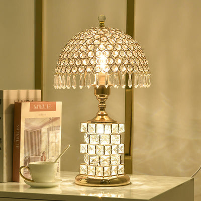 Lámpara de Mesa de 1 Luz con Pantalla en Forma de Cúpula de Cristal de Lujo Moderno 