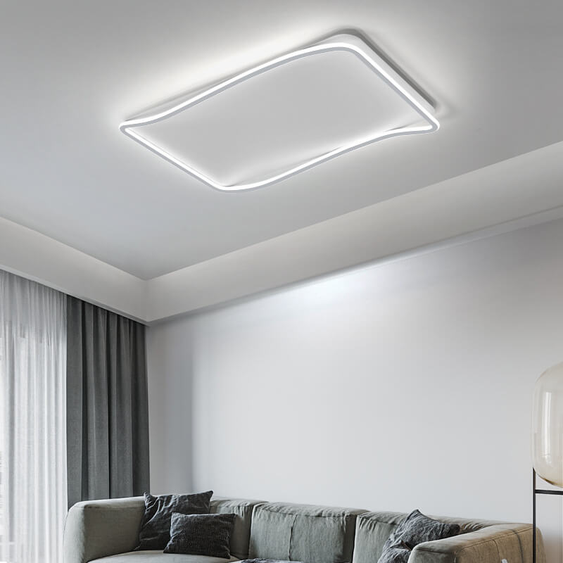 Minimalist Rectangular Aluminum LED Flush Mount Ceiling Light