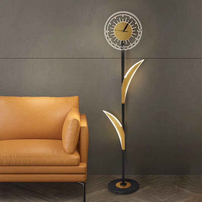 Modern Creative LED Art Standing Floor Lamp with Clock