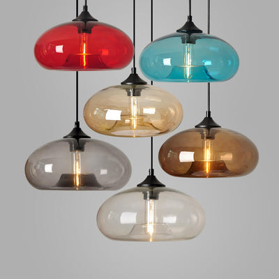 Creative Colored Glass Oval 1-Light Pendant Light