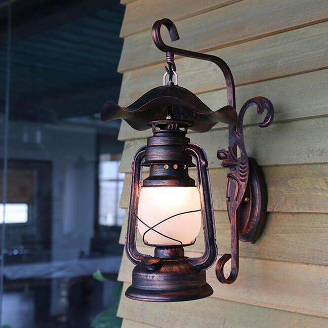 Lámpara de queroseno de estilo vintage antigua Lámpara de aplique de pared de 1 luz de hierro 