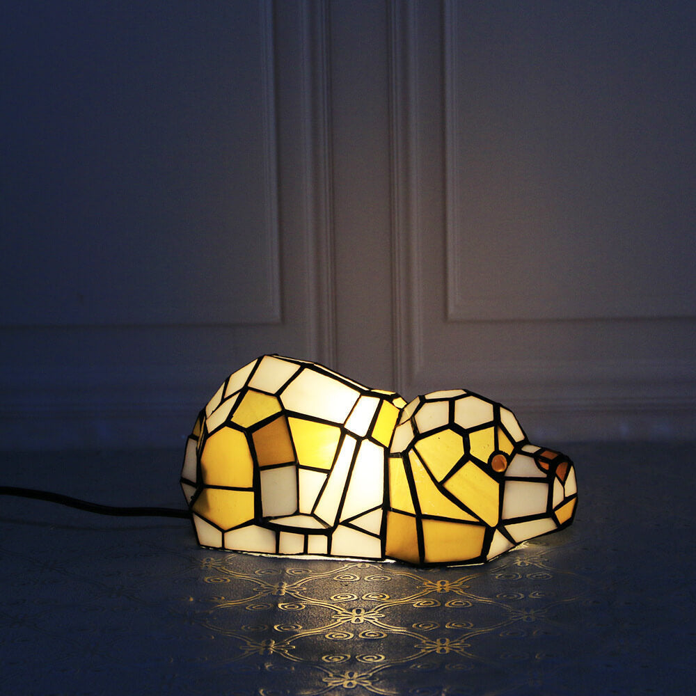 Tiffany Creative Chats /Chiens en Vitrail Lampe de Table Veilleuse 1 Lumière 