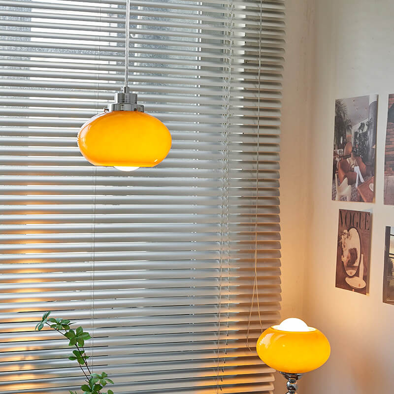 Cúpula de Vidrio Amarillo Nórdico Lámpara Colgante de 1 Luz 