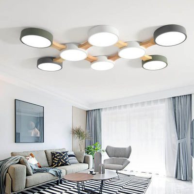 Modern Macaron Circle 3/4/5/8 Light LED Flush Mount Ceiling Light