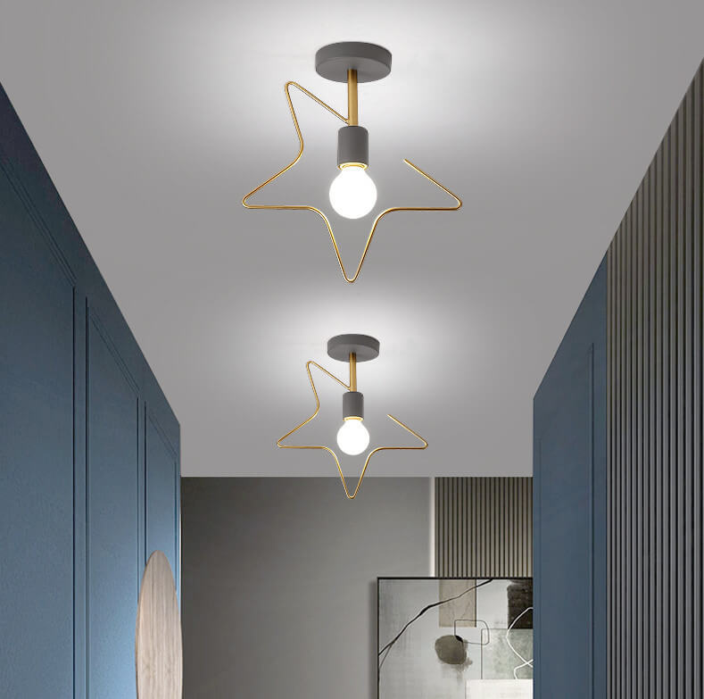Nordic Creative Star Iron 1-Licht Semi-Flush Mount Deckenleuchte 