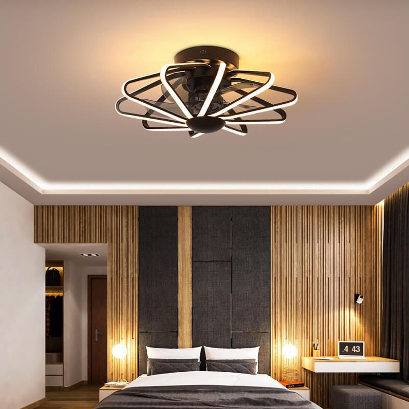 Nordic Cage Shape LED Semi-Flush Mount Ceiling Fan Light