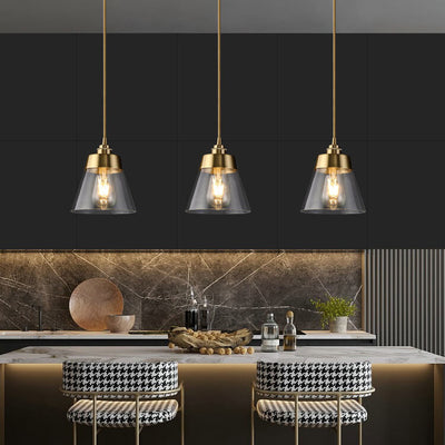 Industrial Brass Glass Bell Shape 1-Light Pendant Light