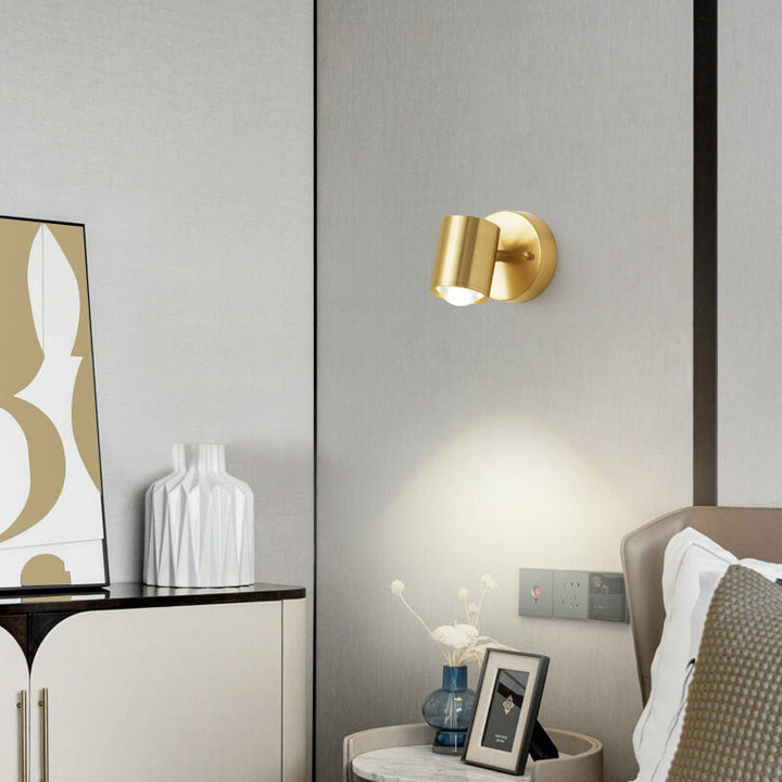 Modern Luxury Copper Cylindrical Mini LED Wall Sconce Lamp