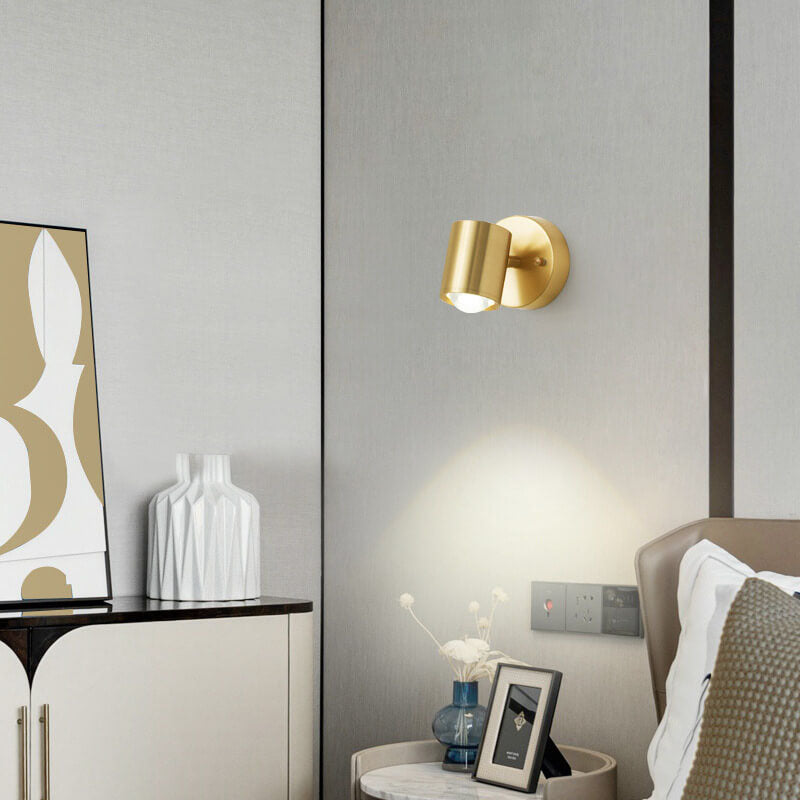 Modern Luxury Copper Cylindrical Mini LED Wall Sconce Lamp