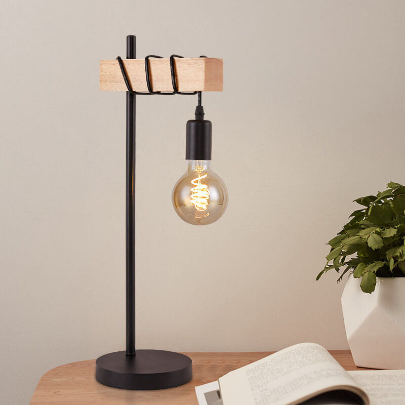 Vintage Creative Metal Tube Wooden 1-Light Table Lamp