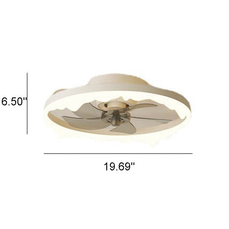 Minimalist Round Acrylic Border LED Semi-Flush Mount Ceiling Fan Light