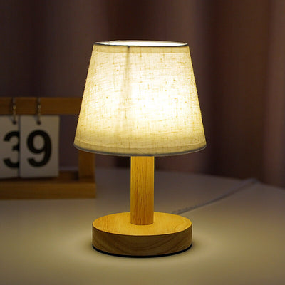 Vintage Linen Drum Shade 1-Light LED Table Lamp