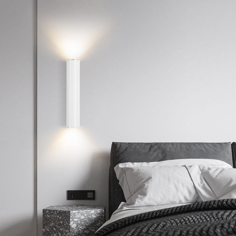 Modern Minimalist Round Aluminum Cylindrical 2-Light Wall Sconce Lamp For Bedroom