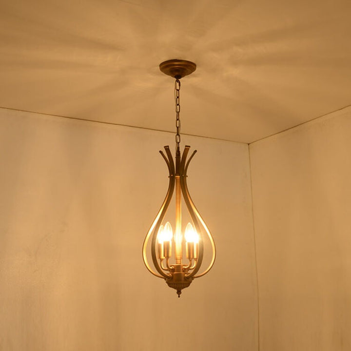 Lámpara de Araña de Latón Vintage en Forma Ovalada de 3/5 Luces 