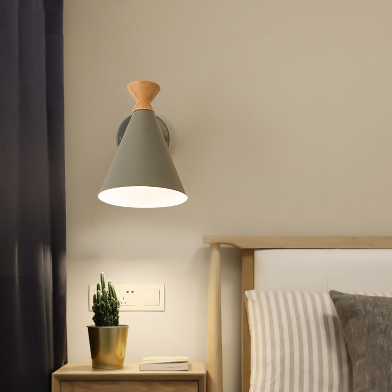 Nordic Creative Bell Shade Wood 1-Light Wall Sconce Lamp