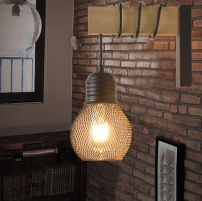 Vintage Loft Mesh Shade Bulb Shape 1-Light Wall Sconce Lamp