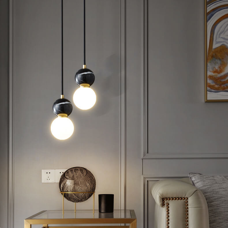 Modern Marble Round Ball 1-Light Pendant Light