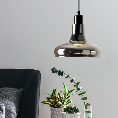 Creative Smoke Grey Glass Geometric Dome 1-Light Pendelleuchte 